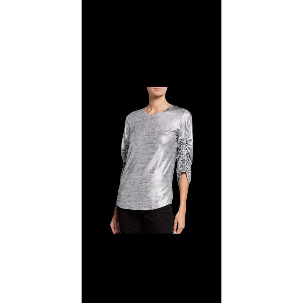 Kobi Halperin Silver Calisa Ruched Metallic Top Size Xtra Small Pre Owned